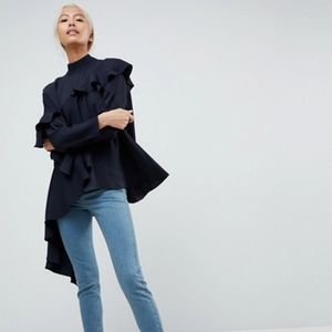 Asos white waterfall grill crepe top